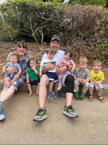 David and Linda with their grandchildren, who are great grandchildren of Rabbi Dr George Schlesinger